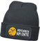 MoonWorks® Herren Beanie mit Patch Strickmütze Spruch Meme Psychisch am Ente Lustig Mütze Männer Dunkelgrau Unisize