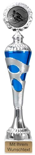 Ski-Pokale 6er Serie 54680 Silber-blau mit Deckel 30 cm
