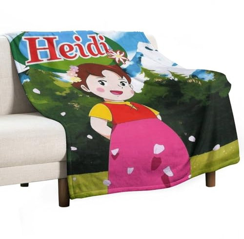 DIDUOMAN Heidi Fleece-Bettdecke, Motiv: Mädchen der Alpen, Anime-Druck, Clara Sesemann, für alle Jahreszeiten, gemütlich, leicht, Herbstdekoration, 101,6 x 127 cm