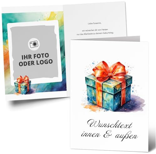 XXL Glückwunschkarte Geburtstag PERSONALISIERT | A4 Grußkarte | Große XL Maxi Karte | Geburtstagskarte | Umschlag | Text Foto selbst gestalten | 02