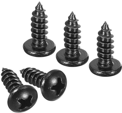 TA-VIGOR 100Pcs Self Tapping Screws, M4 Phillips Pan Head Screw, 12mm Round Head Tapping Screws, Stainless Steel Machine Wood Fasteners Bolts for Wood, Drywall, Furniture, Repairing, Black
