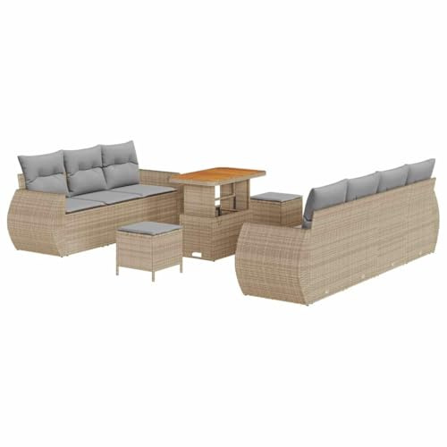 vidaXL Garten-Sofa-Set 10 pcs Beige Poly-Rattan, Garten und Terrasse, robuster modularer Sofa-Set, stimmungsvolle Lounge für entspannte Sommertage