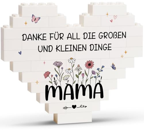 Greatabox Geschenk für Mama, Geschenk Mama Geburtstag, Herzförmiges Bausteindeko, Mama Muttertagsgeschenk, Geschenk für Mütter, Geburtstagsgeschenk für Mama (12 * 10CM*1.6CM)