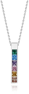 Bellitia Jewelry Regenbogen Farbe Bunte Halskette Damen Silber 925 Weißvergoldet Kette Kristalle Zirkonia Halsschmuck