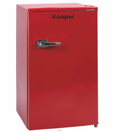 Wintem - Frigorifero Vintage Monoporta 90L con Congelatore, Ripiano Regolabile e Cassetto Bar, Ideale per Casa e Ufficio, Stile Retrò Compatto e Silenzioso, Classe Energetica A+ Rosso