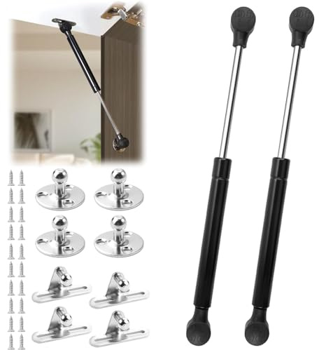 Lot de 2 Vérins à Gaz 200N, Vérin de Meuble, Ressorts à Gaz avec Vis (Noir)