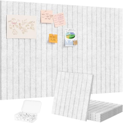 Lifewit Große Filz-Pinnwand, Selbstklebend für Wand, 90x60 cm, Grau | 6er-Pack Korkwand-Alternative aus Filz, Pinnwand Anschlagtafeln mit 30 Reißzwecken für Klassenzimmer & Homeoffice-Deko