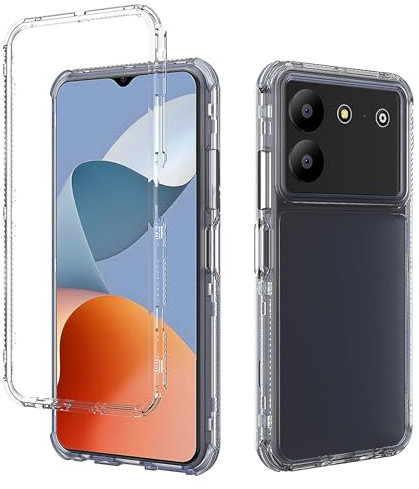 YUEQIAN Cover per ZTE Blade A34 / ZTE Blade A54, 3 in 1 Gradi Militare Rigida Protettiva Custodia Resistente, Case per Cellulare Ultra Silicone Sottile Antiurto (Trasparente)