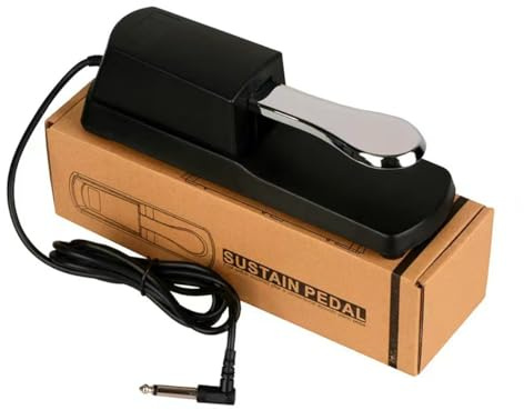 Sustain-Pedal für Keyboard – Piano-Fußpedal mit Polaritätsschalter für elektronische Keyboards aller Marken, MIDI-Keyboards, Digitalpianos