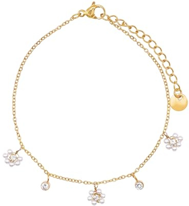 Heideman Armband Fleur Damen mit Perle Zirkonia Anhänger gold Edelstahl | Feminines Accessoire für Frauen, festlich und alltagstauglich, schöne Geschenkidee zum Geburtstag oder Valentinstag