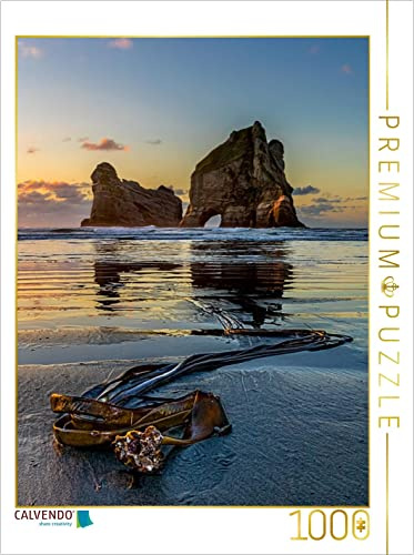CALVENDO Puzzle Sonnenuntergang am Wharariki Beach, Neuseeland | 1000 Teile Lege-Größe 48 x 64 cm Foto-Puzzle für glückliche Stunden