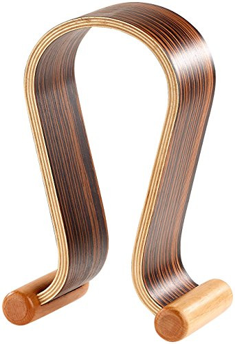 auvisio Kopfhörerhalter: Eleganter Kopfhörer-Ständer aus Echtholz in dunkler Zebrano-Optik (Kopfhoererstaender, Kopfhörer-Ablage, Regal)