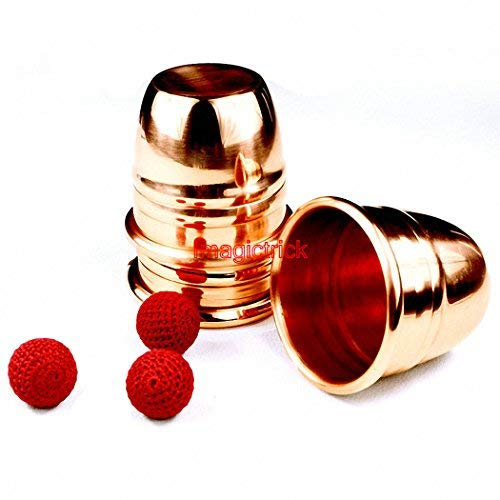 Close Up Magic Tricks Brass (Copper) Cups and Balls - Magic Trick