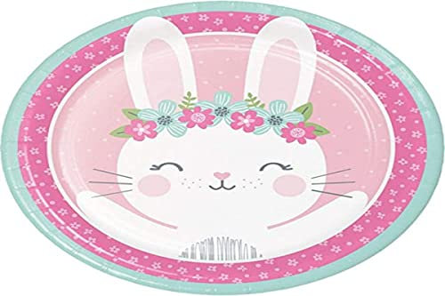 Creative Party PC336050 Pink Birthday Bunny Paper Dinner Plates, 8 Pcs