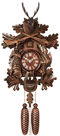 SELVA Kuckucksuhr Furtwangen traditionellen Schwarzwald-Stil – Made in Germany – 7-Tag-Kettenzugwerk – Kuckucksruf und Tonfederschlag zur halben und vollen Stunde. (Ca. 48 cm hoch) - C336407