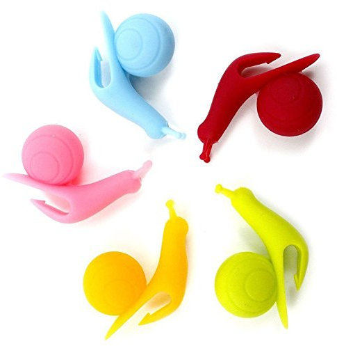 Fliyeong Lot de 5 infuseurs à thé en silicone en forme d'escargot, colorés, charmants et durables, faciles à utiliser et à nettoyer