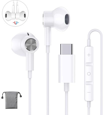 Cuffie USB C, Magnetiche Auricolari USB C con Filo, Cuffie Type C per iPhone 15 Serie, Samsung A55 A54 A53 S24 S23 S22 S21 S20 FE, Huawei P40 P30 Pro, Google Pixel 8 7 6 XL, OnePlus 6T, Xiao Mi 10
