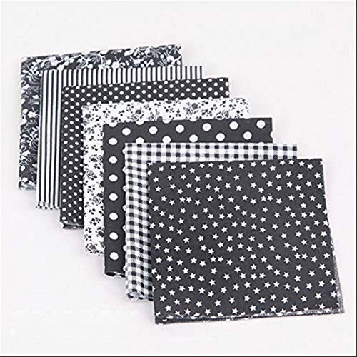 Baumwolle Stoff,Patchwork Stoffe,7 Stück Patchwork Stoffe Blume Baumwollstoff Set 25x25cm,Baumwolle Tuch DIY Handgefertigte Nähen Quilten Stoff Baumwollgewebe für Kleidung,Vorhänge,DIY Dekor Schwarz
