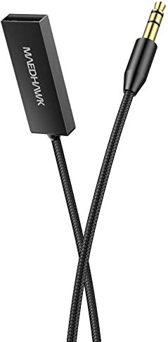 MAEDHAWK Bluetooth Aux Adapter Car, 3.5mm Aux Bluetooth Receiver with Microphone BT 5.0 USB for Car Home Stereo Speaker Amplifier Music Streaming (A2DP, Auto on, Hands free Call)