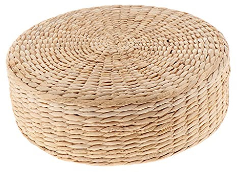 Baoblaze Japanisches Traditionelles Tatami Rundes Geflochtenes Natur Handgemachtes Strohgewebtes Sitzkissen Ø 30 cm 6/10/20 cm Dicke, 30x30x10cm