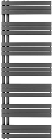 Aquabad Badheizkörper Fornax, moderner Handtuchwärmer fürs Badezimmer, Größe: 60 x 164 cm, Heizleistung 832 Watt, Farbe: Anthrazit, seitlich versetzter Mittelanschluss 50mm, Design