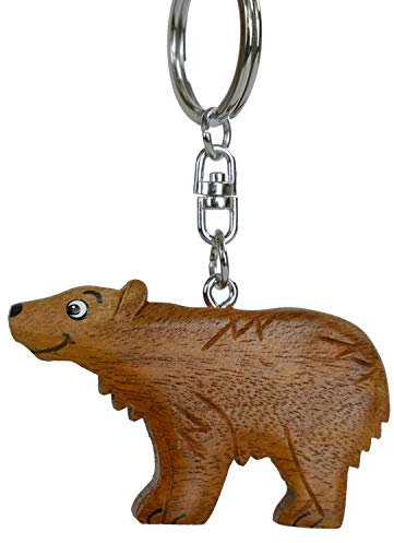Kuscheltiere.biz Porte-clés en bois ours brun Grizzly Grizzly, marron, taille unique
