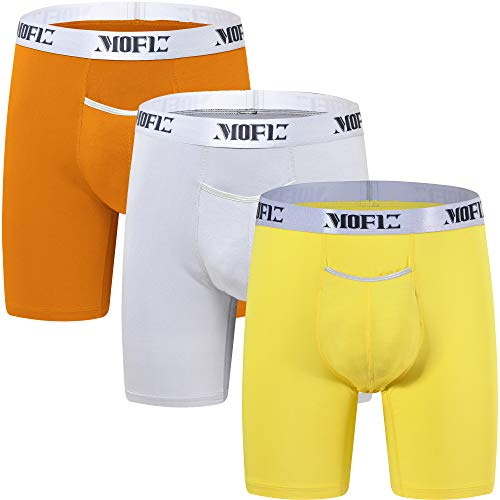 JINSHI Homme sous-vêtements Ultra Doux Caleçon Confortable Long Boxers Respirante Underwear en Bambou Lot de 3, 3XL