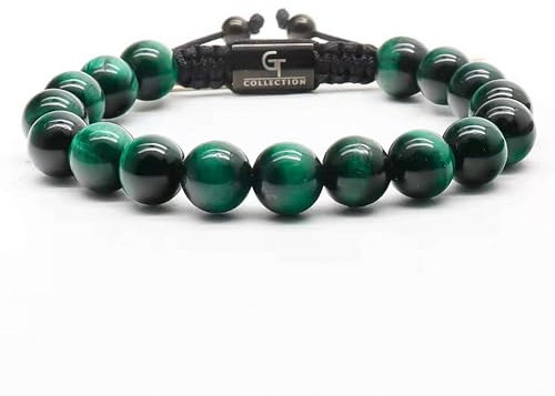 GT collection Herren Armband Perlen - Edelstein Armband mit 100% natürlichen Stein - Perlenarmband für Herren - 100% natürlich gewickelt - Armband Herren (grünes Malachit Armband)