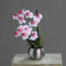mucplants Künstliche Orchidee 30cm Pink-Weiß Keramiktopf Silber Kunstblumen künstliche Blumen Kunstpflanze Phalaenopsis