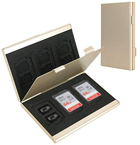 SD Card Holder, SD Card Case,LAVILI CF Memory Card Holder Case Aluminum Alloy Hard Shell, Double-Layer Capacity for 6SD Cards and 12 TF Cards