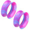 Piercingfaktor Flesh Tunnel Ohr Plug Piercing Creole Ohrring Ohrpiercing Tribal extra flexibel Weich Paar zweifarbig Schimmer Set Pink Blau 8mm