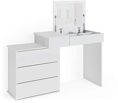 Vicco Schminktisch Lotos, Frisiertisch mit Spiegel, Weiß, 117 cm
