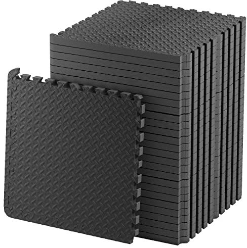 Edukit Extra Thick Gym Flooring Tiles - 61.5 x 61.5 x 2 cm thick - Interlocking Non-Slip Puzzle Floor Tiles Gym Flooring Yoga Exercise Mats – Thicker than Regular Tiles for Heavy Equipment