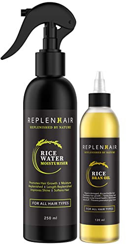 Replenhair Reiswasser-Conditioner-Spray 250 ml – mit Reiskleie-Öl enthalten – 100 % natürliches Handwerk – mit Haarwachstumsöl und ätherischen Ölen – für alle Arten von Cap