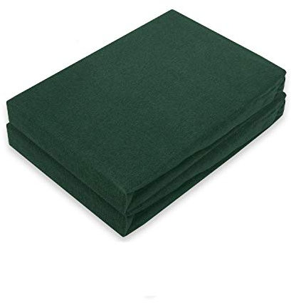 EXKLUSIV HEIMTEXTIL Marke Jersey Spannbettlaken Doppelpack 120 x 200 cm Dunkelgrün