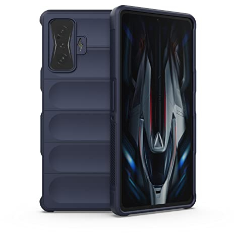 Liquid Silicone Hülle für Xiaomi Poco F4 GT 5G / Redmi K50 Gaming, [Drop Protection, Non-Slip Airbag Design] Robust Protective Case, TPU Bumper + Soft Silicone Shockproof Mobile Phone Case, Dark Blue