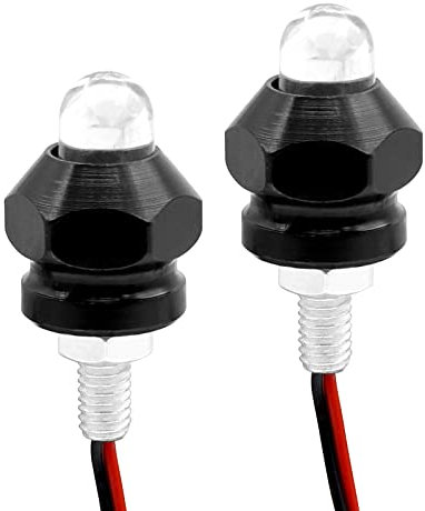 YnGia 2PCS Motorcycle License Plate Light Universal LED License Tag Plate Bolt Lights Motorcycle LED Screw Bolt Tail Plate Light Number Plate Lamp 12V