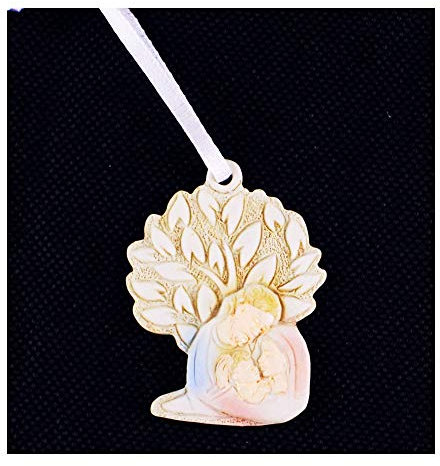 DLM29438 (Kit 12 Pezzi) Magnete Calamita Albero della Vita in Resina con Sacra Famiglia Confettata Segnaposto bomboniera Regalo
