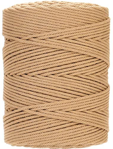 GOHOF Cordoncino macramè, 4 mm x 300 m, in cotone macramè, 4 fili intrecciati in morbido cotone, uno dei materiali più perfetti per l'arte macramè, filo di cotone senza sostanze chimiche (latte)