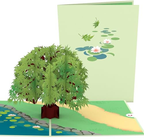 Lovepop® Grüner Ahornbaum 3D Pop-Up Karte Grußkarte für Jahrestag, Naturliebhaber, Dankeschön, besondere Anlässe green maple greeting card | inkl. Umschlag & Versteckfach für Geld & Gutscheine