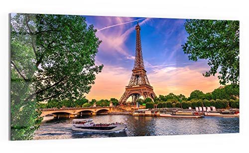 DEQORI Glasbild Echtglas | Motiv Sommer in Paris | horizontal einteilig 100x50 cm | schöne Dekoration | Wandbild für Wohnzimmer, Schlafzimmer, Flur & Küche | moderne Wanddeko