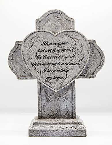 Kingdom Supplies Biblegifts Grabkreuz Gone But Not Forgotton, Steinoptik, Kunstharz, 31 cm, in Geschenkbox