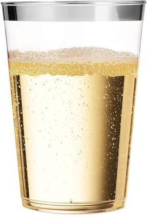 Gardenlovers 50 bicchieri in plastica, 350 ml, riutilizzabili, per feste, matrimoni, picnic, feste, campeggio, compleanno, argento