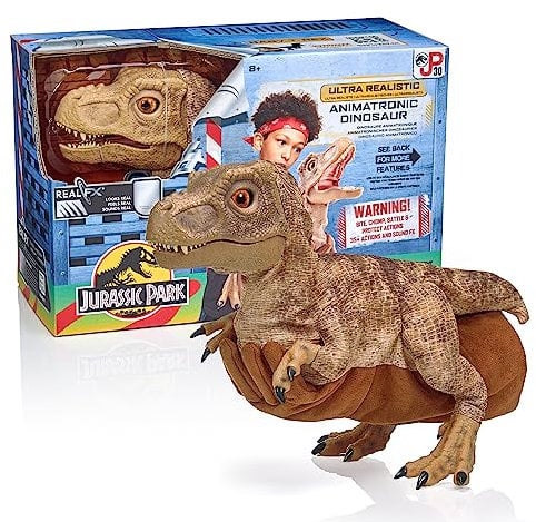 WOW! STUFF Jurassic World Baby T-Rex Dinosaurier Handpuppe, mit verstecktem Steuergriff & Handschuh, über 20 Sounds & Bewegungen, Größe ca. 58 cm, batteriebetrieben