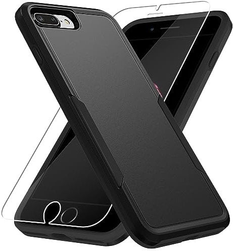 Warsia for iPhone 7/8 Plus Case, with HD Screen Protector,[Military Grade Drop Tested] Heavy-Duty Tough Rugged Shockproof Protective Phone Case for iPhone 7/8 Plus 5.5”, Black
