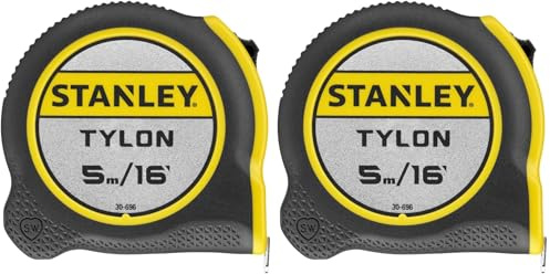 STANLEY TYLON Tape Measure 5M/16 Inches Compact Case with Cushioned Grip Metric and Imperial System 1-30-696 (Pack of 2)