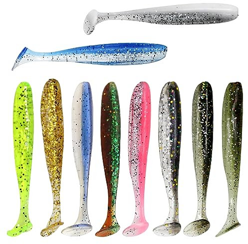 UTMACH 110 Stück 7cm Hunted Gummifische Set Gummiköder Softbait Angelköder Shad Gummifisch Set Kunstköder Gummi für Barsch Zander Hecht Forelle Süßwasser Salzwasser Fischen