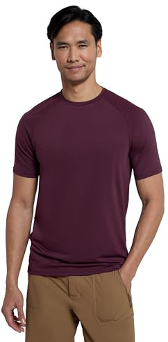 Mountain Warehouse Agra Mens Melange T-Shirt - Lightweight Top, Comfortable, Round Neck Tshirt, Quick Drying & UV Protection Tee - for Spring Summer Travelling Dark Purple 4XL