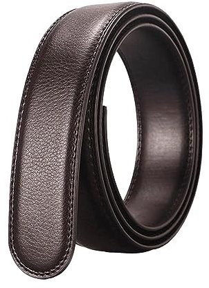 JISADER Automatischer Gürtel für Herren, Ersatzgürtel ohne Schnalle, modischer 1 3/8 Zoll Bund, Ratschengürtel, nur Taillengürtel für Business-Events, Hosen, braun 130cm