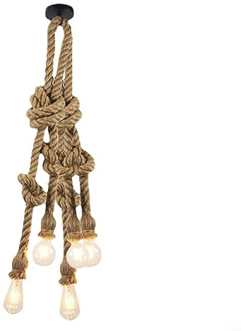 Industrielle 5 Köpfe Hanfseil Licht, LED Industrie Kronleuchter Retro Hanfseil Vintage Deckenleuchte (ohne Licht, 1 m